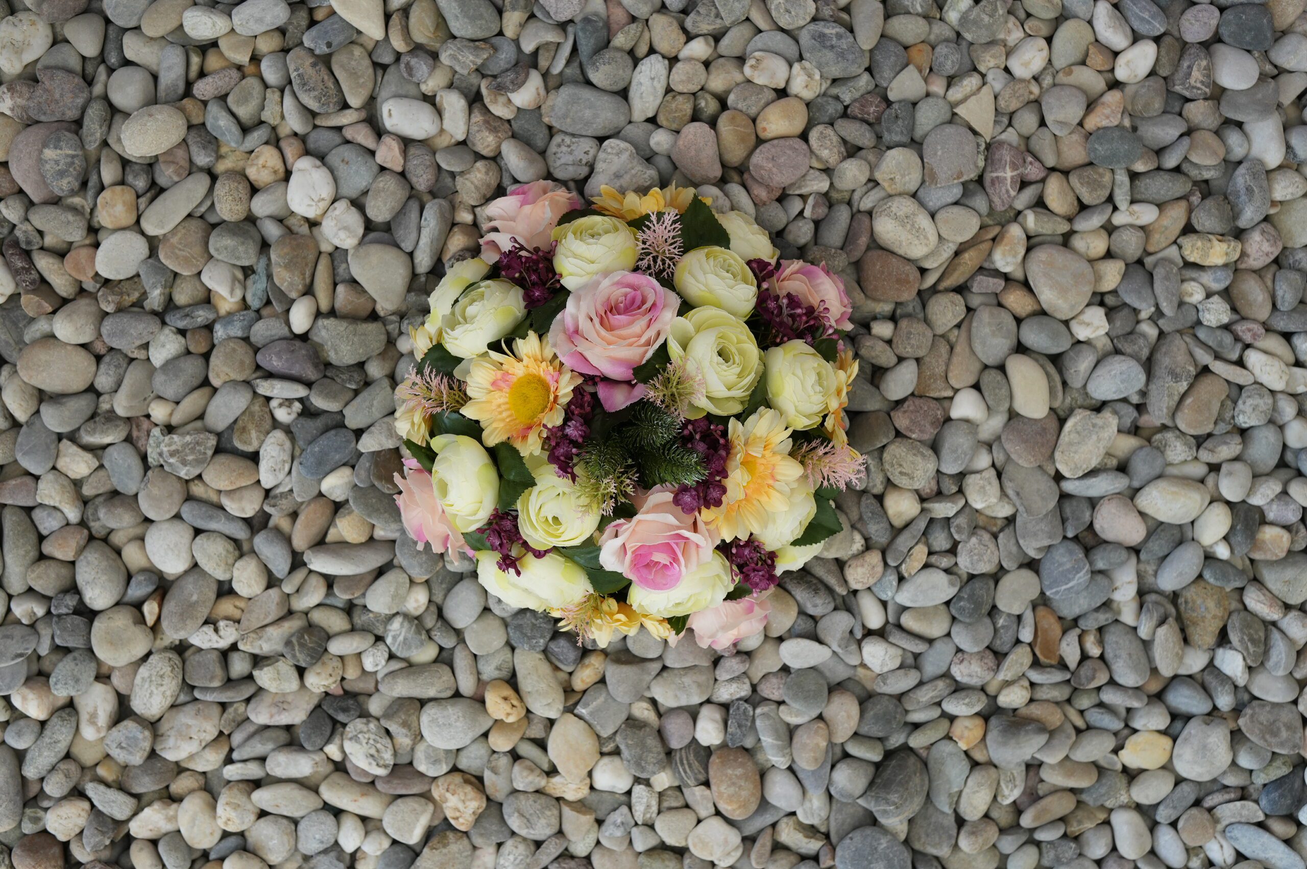 Biedermeier wit/roze 30cm